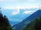 Above the clouds - view of the Rhine valley Rheintal from the Ratikon border mountain massif or Raetikon Grenzmassiv, Mainfeld -