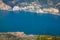 Above idyllic and turquoise Lake Garda from Monte Baldo, Malcesine, Italy