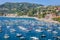 Above Lerici bay and marina with sailboats, Cinque Terre, Liguria, Italy