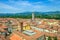 Above medieval old town of Lucca, Tuscany, Italy