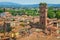 Above medieval old town of Lucca, Tuscany, Italy