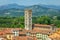 Above medieval old town of Lucca, Tuscany, Italy