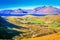 Above Queenstown and Lake Wakatipu in south Island, New Zealand at sunset