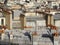 Above the rooftops of Paris, detail view with the many chimneys typical of Paris