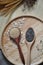 Above shot of Wooden Spoon of Amaranth and Chia seed