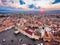 Above Sibiu city in Transylvania, Romania at sunset