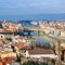 above view Arno River in Florence town in winter