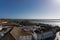 Above view Faro Portugal rooftops lagoon ria formosa