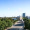 Above view of Freedom Monument plaza in Riga city