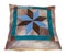 Above view of handmade leather decorative pillow