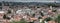 Above view of the old Zemun quarter and New Belgrade Novi Beograd on background