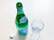 Above view of open bottle of S Pellegrino water