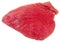 Above view of piece of raw tuna fish meat isolated