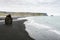 above view of rock on Kirkjufjara beach in Iceland