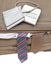 Above view of sphygmometer on suitcase with ties