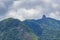 Abraao mountain Pico do Papagaio with clouds Ilha Grande Brazil