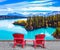 Abraham lake with turquoise water