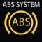 ABS system. Single yellow flat icon on black background. Vector illustration. Warning dashboard signs.