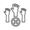 Absent, absenteeism, hand icon. Line, outline symbol