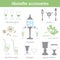Absinthe accessories vector illustration icons set