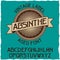 Absinthe label font and sample label design with decoration