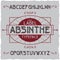 Absinthe label font and sample label design with decoration
