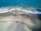 Absolutely empty Petitenget Beach. Bali, Indonesia. Aerial image.