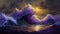 Absolutely stunning Generative Ai illustration of wave and cloud texture combined to create abstract surreal landscape background