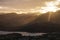 Absolutely wonderful landscape image of view across Derwentwater from Latrigg Fell in lake District during Winter beautiful