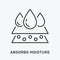 Absorb moisture line icon. Vector illustration of layers and three drops. Black outline pictogram for cosmetic