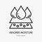 Absorb moisture line icon. Vector illustration of layers and three drops. Black outline pictogram for cosmetic properties