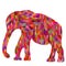Absract colorful geometric mosaic elephant silhouette, il