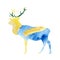 Abstarct hand drawn woodland deer on a white isolated background. Kids watercolor animal for baby poster, christmas card