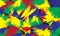 abstrack Vivid leave pattern tropical background. Palm leafs Red yellow blue and green