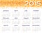 Abstract 2015 calendar with yellow pixel border.