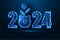 Abstract 2024 financial New Year, investment strategies digital web banner. Futuristic greeting card