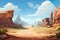 Abstract 2D desert cave background environment for adventure or battle mobile game.