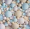 Abstract 3d Background With Pastel Colors Matte Balls. Delicate Blue, Pink, Beige Balls Different Sizes of Spherical