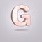 Abstract 3d capital letter G in pink marble. Realistic alphabet on modern font, isolated gray background. Vintage poster. Art