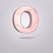 Abstract 3d capital letter O in pink marble. Realistic alphabet on modern font, isolated gray background. Vintage poster. Art