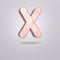 Abstract 3d capital letter X in pink marble. Realistic alphabet on modern font, isolated gray background. Vintage poster. Art