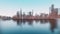 Abstract 3D Chicago city downtown bay view 4K
