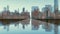 Abstract 3D Chicago city skyline reflections 4K
