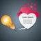 Abstract 3D digital illustration Infographic. Heart, pencil, bulb icon.