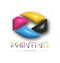 Abstract 3d digital or photo printing logo. Vector template of a brand, logo, sticker or sticker
