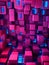 abstract 3d illustration of blue and pink cubes in the dark