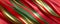 Abstract 3D illustration of Christmas coloured ribbon background in red, green and gold.