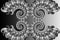 Abstract 3D image with a volume on a black and white background of fractal luxury patterned elements