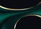 Abstract 3D liquid or fluid green emerald metallic color with lighting effect with golden ribbon lines isolated on black