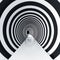 Abstract 3d modern tunnel with black and white stripes. Generative AI